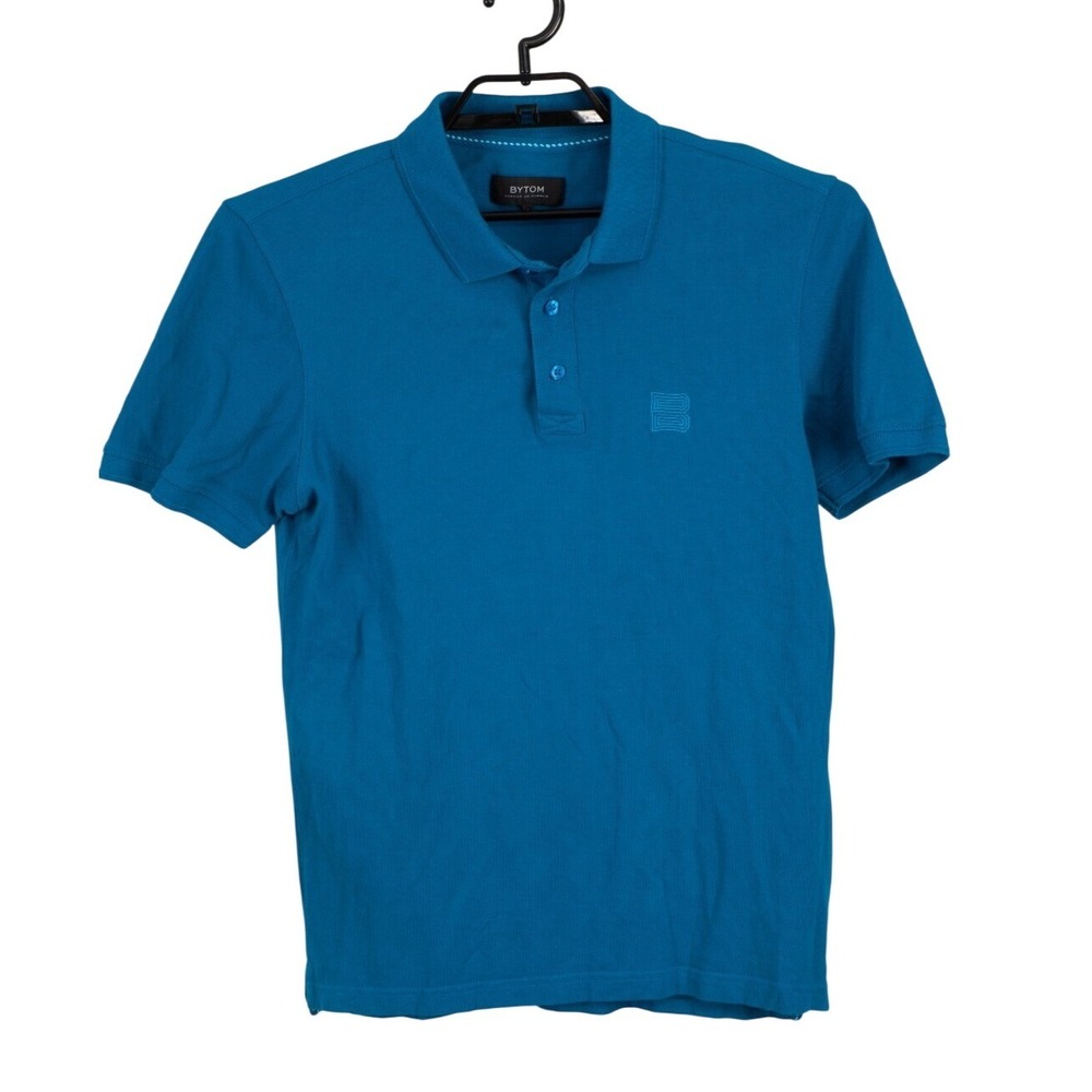 Bytom Polo Shirt Men Large Blue Solid Short Sleeve Cotton Pique BBRIAN100S00